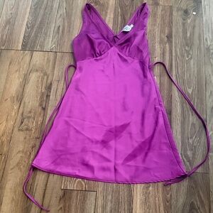 Princess Polly Magenta Satin Slip Chemise with Side Ties